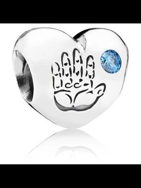 Pandora Sterling Silver Charm Heart “It’s a Boy” Blue Stone